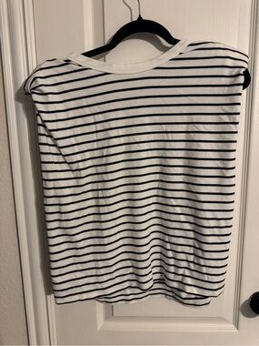 Maje White and Black Striped Tank Top